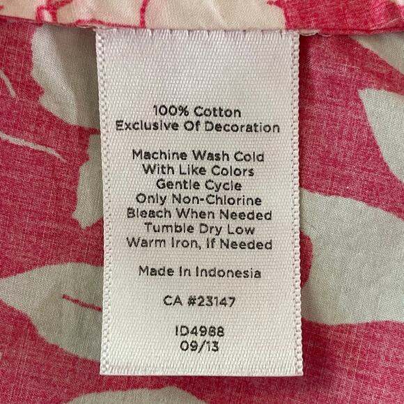 Talbots Pink White Floral Print Button Up Shirt Sz 10 Long Sleeves Crisp Cotton - Picture 10 of 10